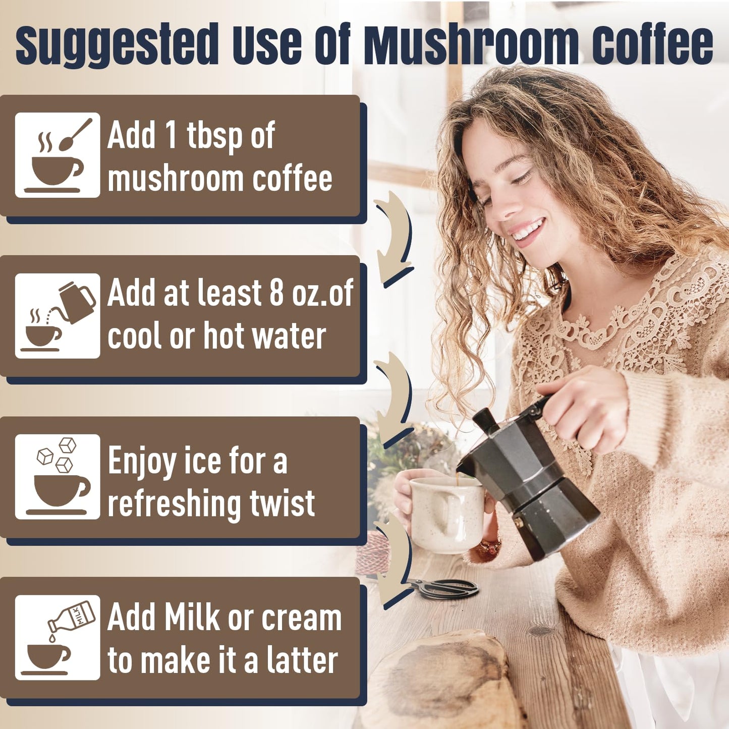 Mushroom Coffee – 11 Superfood Mushrooms with Lion’s Mane, Reishi, Chaga & Ashwagandha | Organic Instant Coffee, Low Caffeine & Sugar Free (5.3oz)