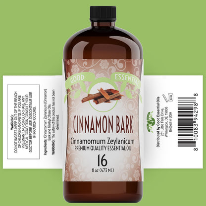 Good Essential Cinnamon Bark Oil Bulk, 16oz - Large Bottle for Diffuser, Humidifier, Massage, Bath Bomb, Skin & Hair Care