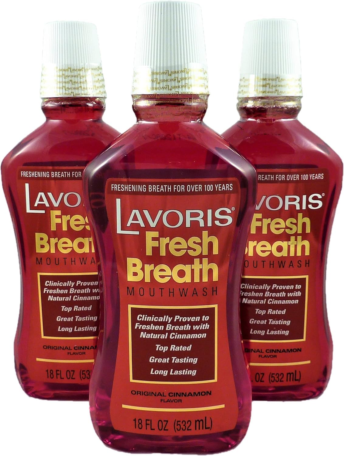 Cinnamon Original Lavoris Mouthwash – Larger Size, 3 Pack of 18 oz (54 oz Total)
