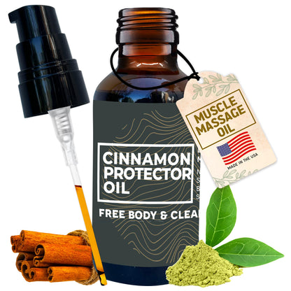 Massage Oil for Neck, Back & Cupping Tools | Cinnamon Protector Oil
