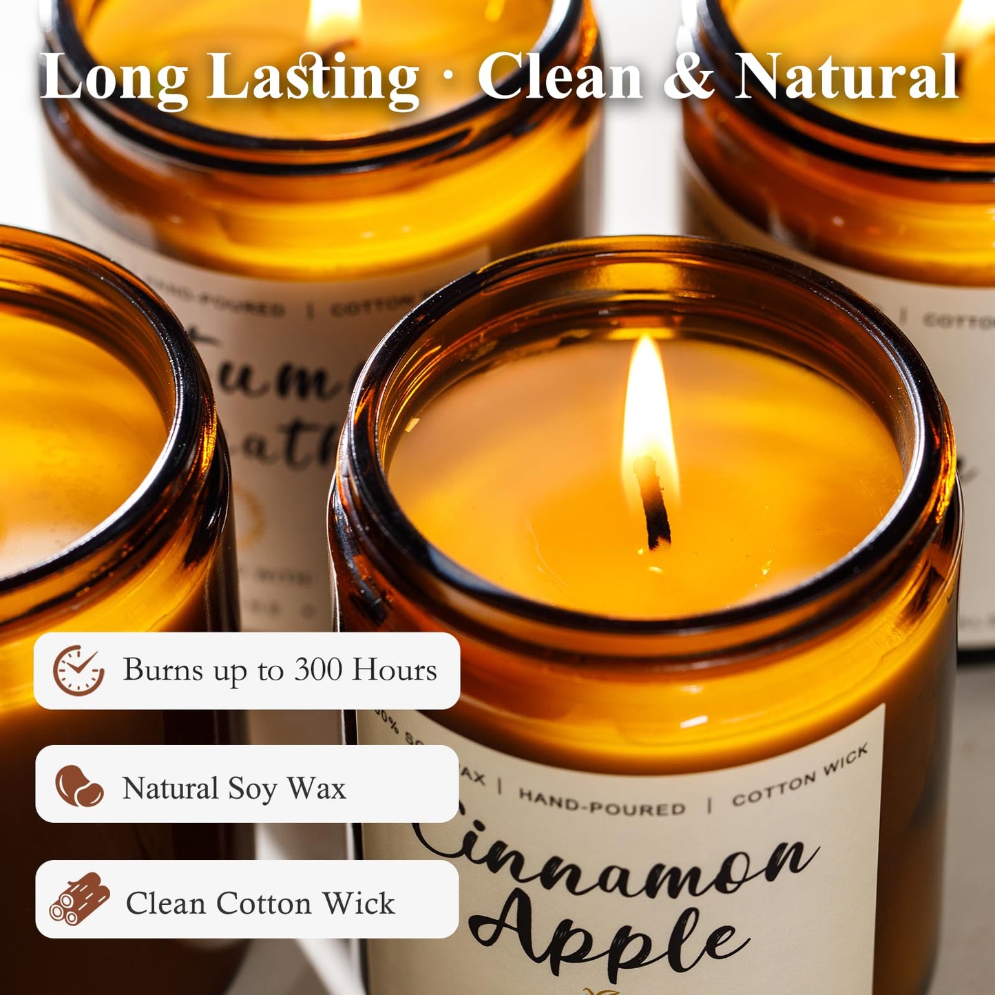 Holiday Candle Gift Set for Women – 6x7oz Soy Candles, Vanilla, Cinnamon & Cedar
