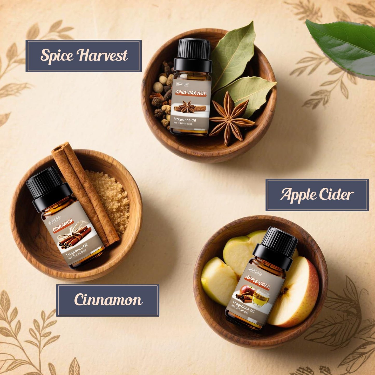 INWICOPH Spice Fragrance Oils Set - 6x10ml for Fall Diffuser and Candle Making