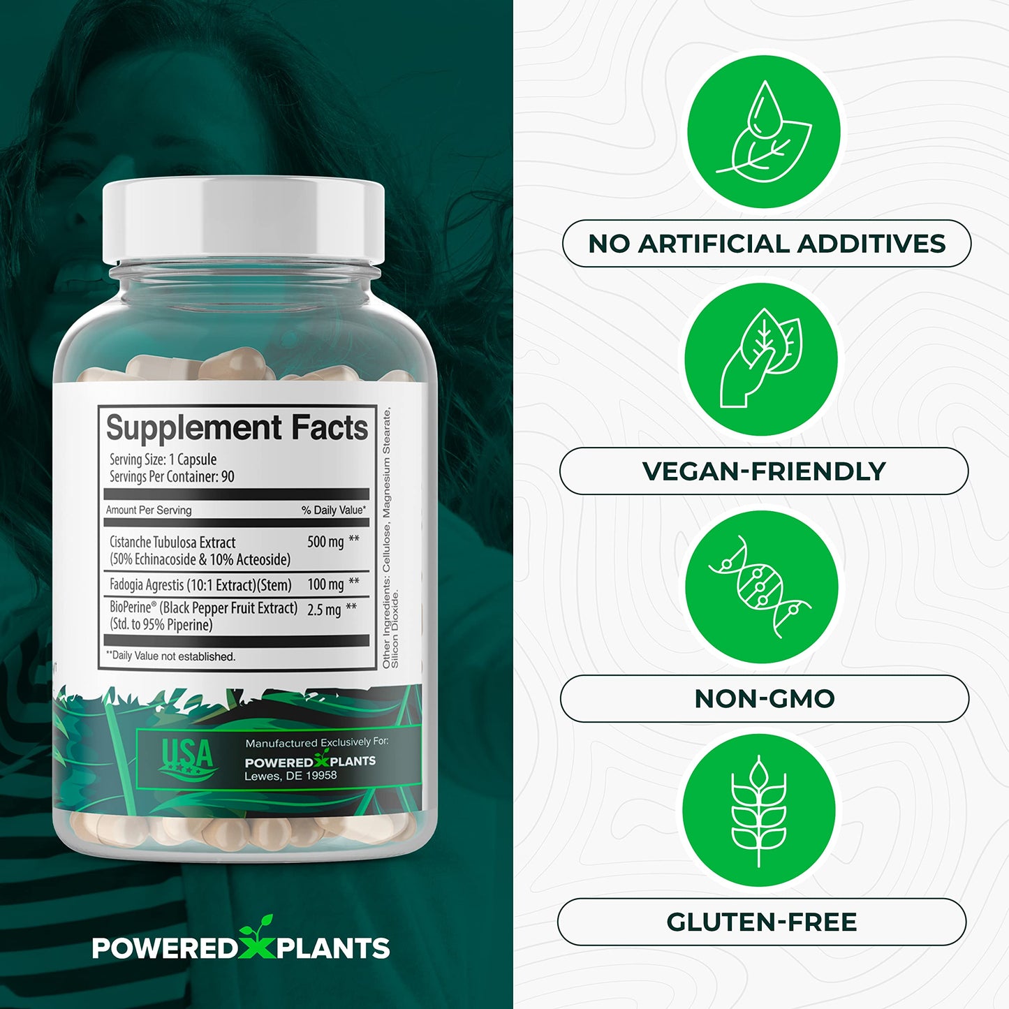 Cistanche Tubulosa with Fadogia Agrestis – Powered X Plants, 90 Servings