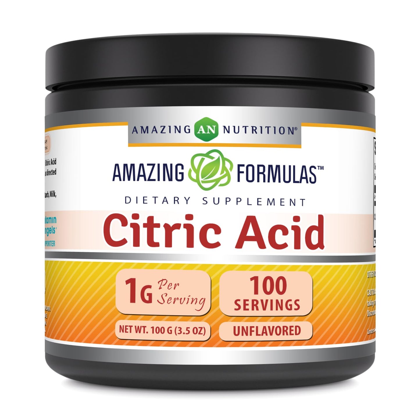 Amazing Formulas Citric Acid Powder 1g - Unflavored, Non-GMO, Gluten-Free, Made in USA