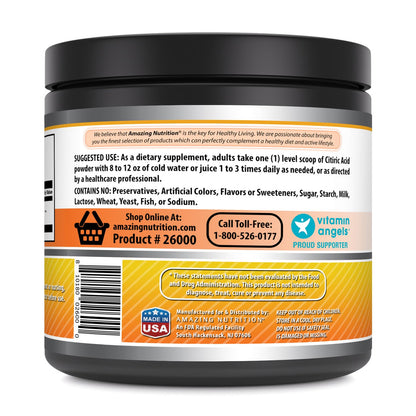 Amazing Formulas Citric Acid Powder 1g - Unflavored, Non-GMO, Gluten-Free, Made in USA