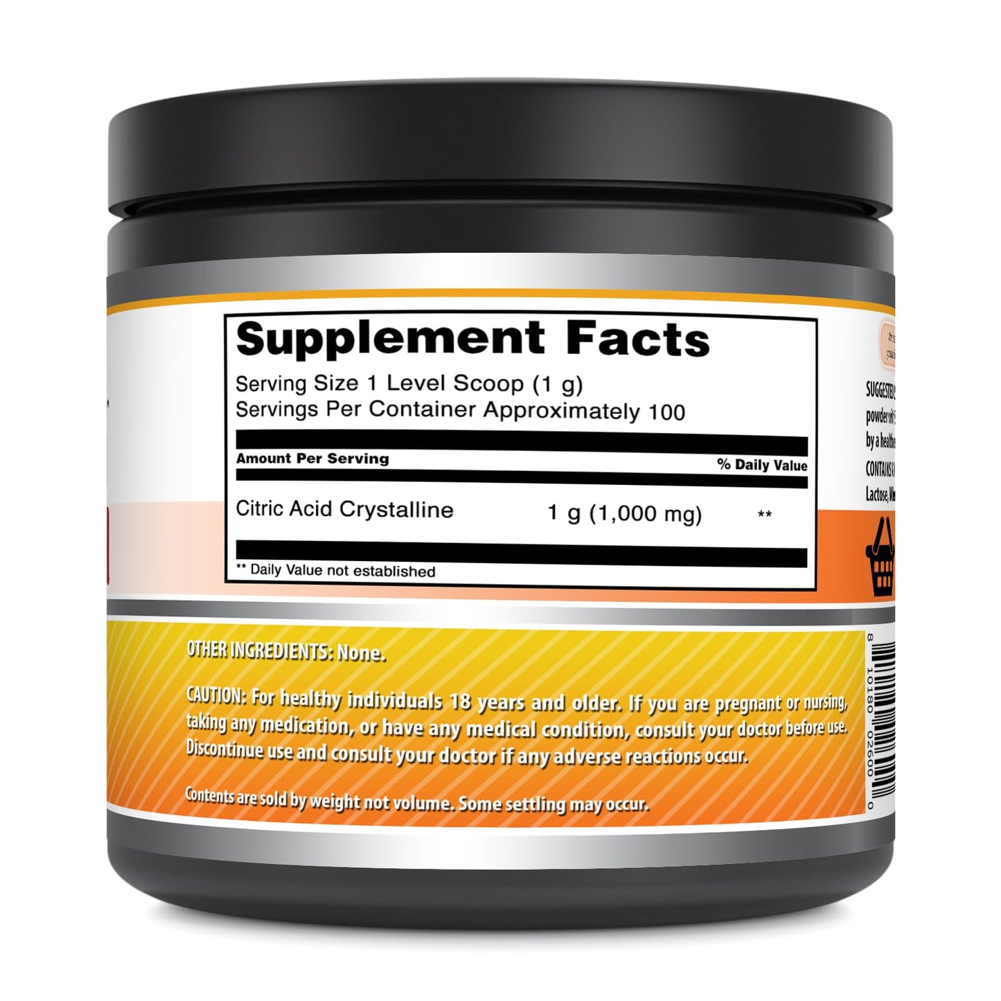 Amazing Formulas Citric Acid Powder 1g - Unflavored, Non-GMO, Gluten-Free, Made in USA