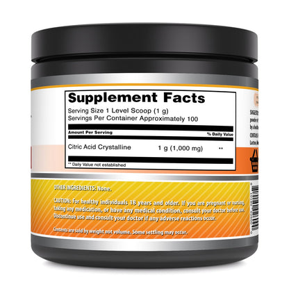 Amazing Formulas Citric Acid Powder 1g - Unflavored, Non-GMO, Gluten-Free, Made in USA