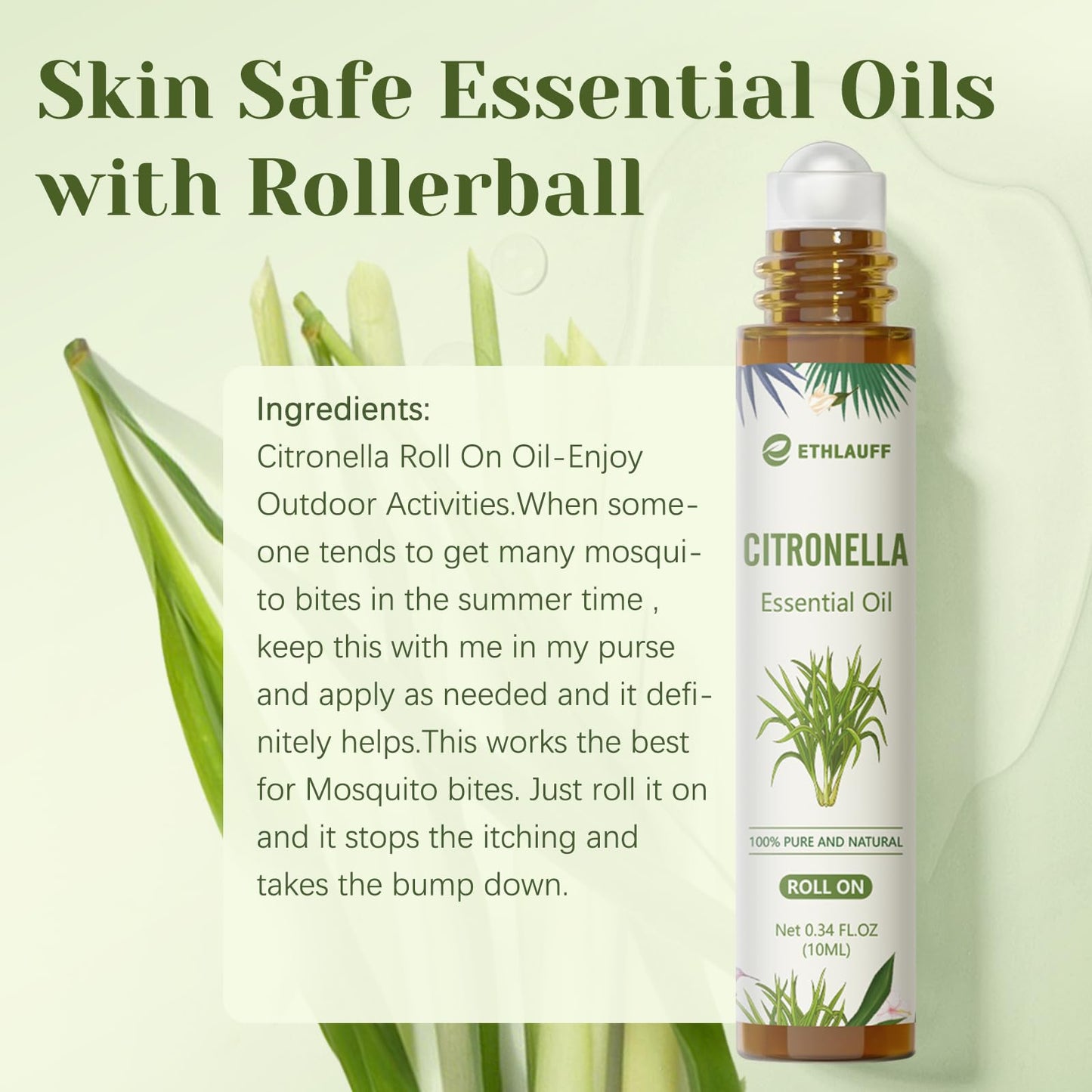 Citronella Essential Oil Roll-On | Citronella Oil for Skin & Relaxation Gift