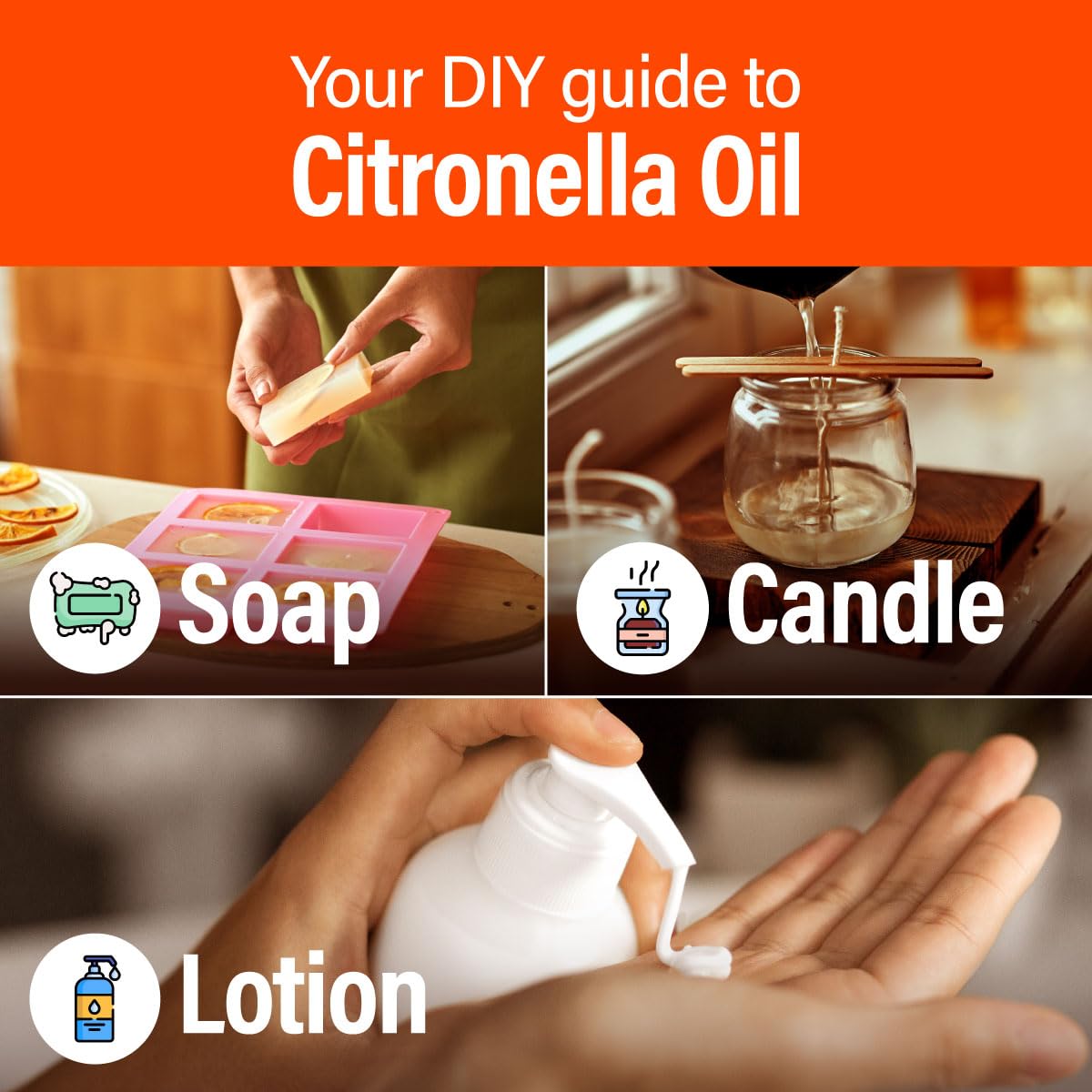H'ana Citronella Essential Oil - 1.02 fl oz | Hair, Skin, Diffuser