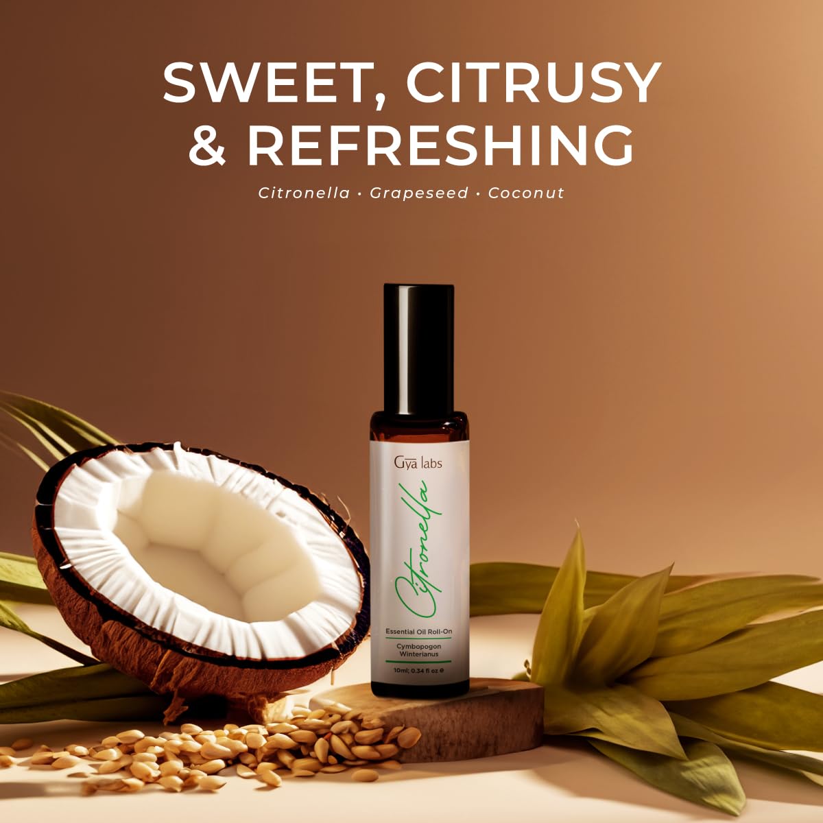 Gya Labs Citronella Essential Oil Roll-On – 0.34 Fl Oz Travel Size for Camping, Skin & Aromatherapy Relief