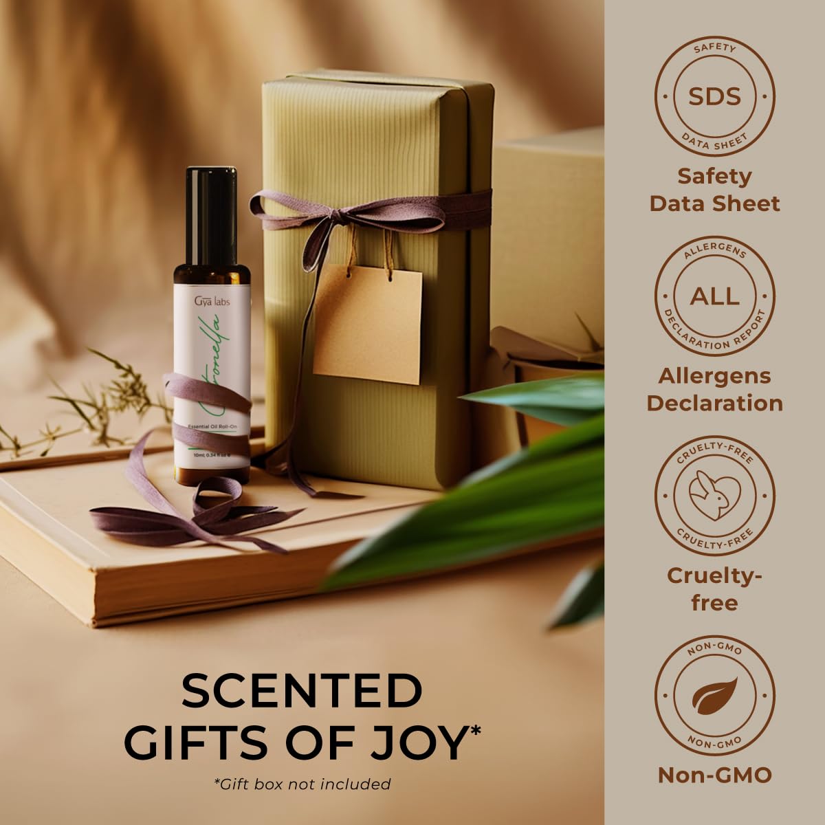 Gya Labs Citronella Essential Oil Roll-On – 0.34 Fl Oz Travel Size for Camping, Skin & Aromatherapy Relief