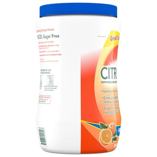 Citrucel Sugar Free Fiber Powder for Occasional Constipation Relief – Orange Flavor, 32 Ounces