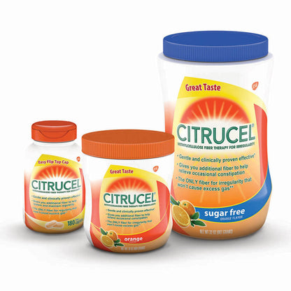 Citrucel Sugar Free Fiber Powder for Occasional Constipation Relief – Orange Flavor, 32 Ounces