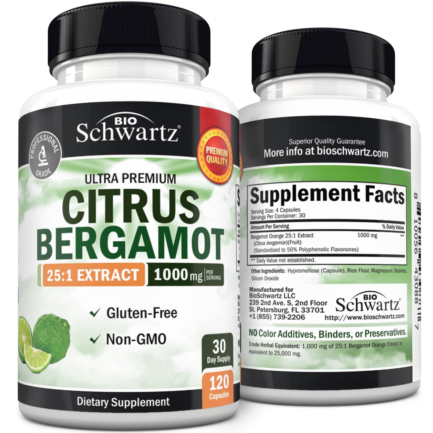 Citrus Bergamot 1000mg – Heart Health & Cholesterol Support | Vegan, Non-GMO, Gluten-Free