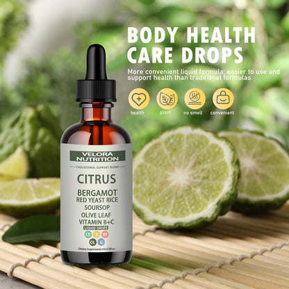 Red Yeast Rice Drops - Cholesterol Support Blend with Citrus Bergamot | 2 fl oz (60 ml)