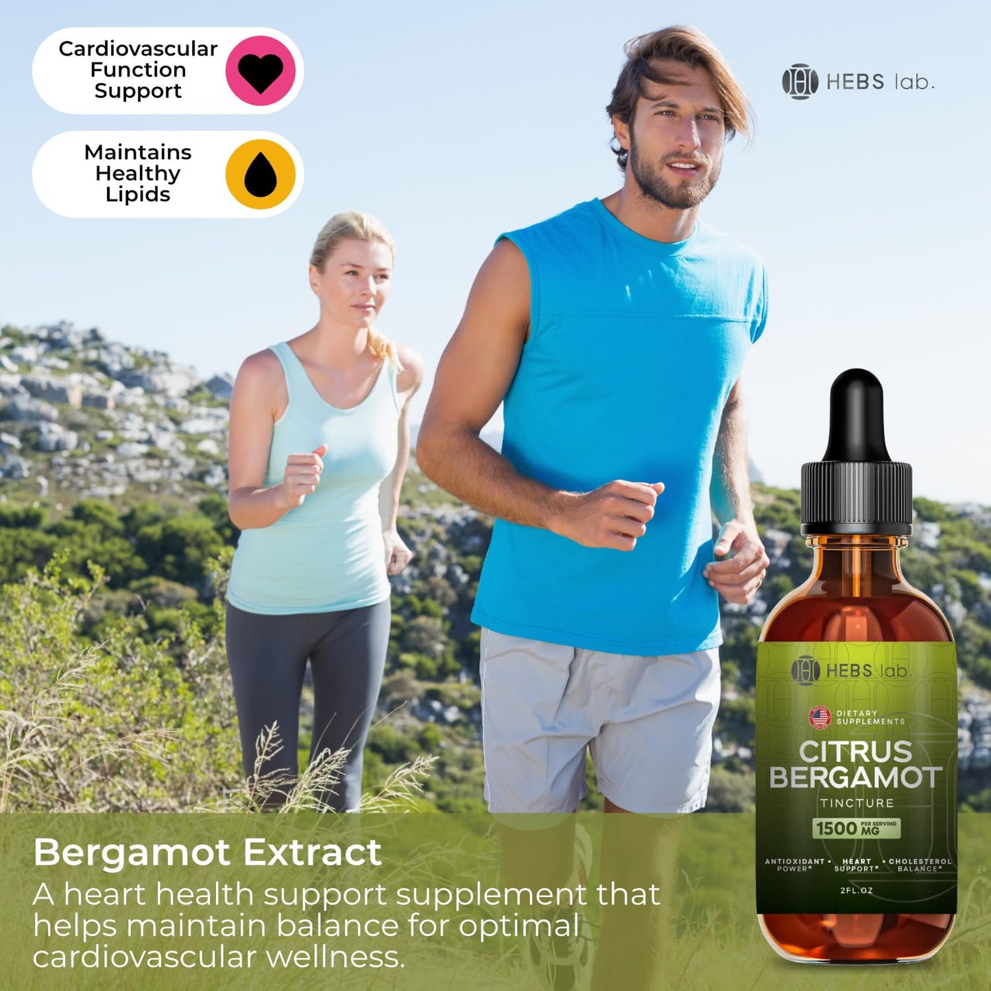 Citrus Bergamot Drops 2 oz - Made in USA | Natural Antioxidant & Heart Wellness
