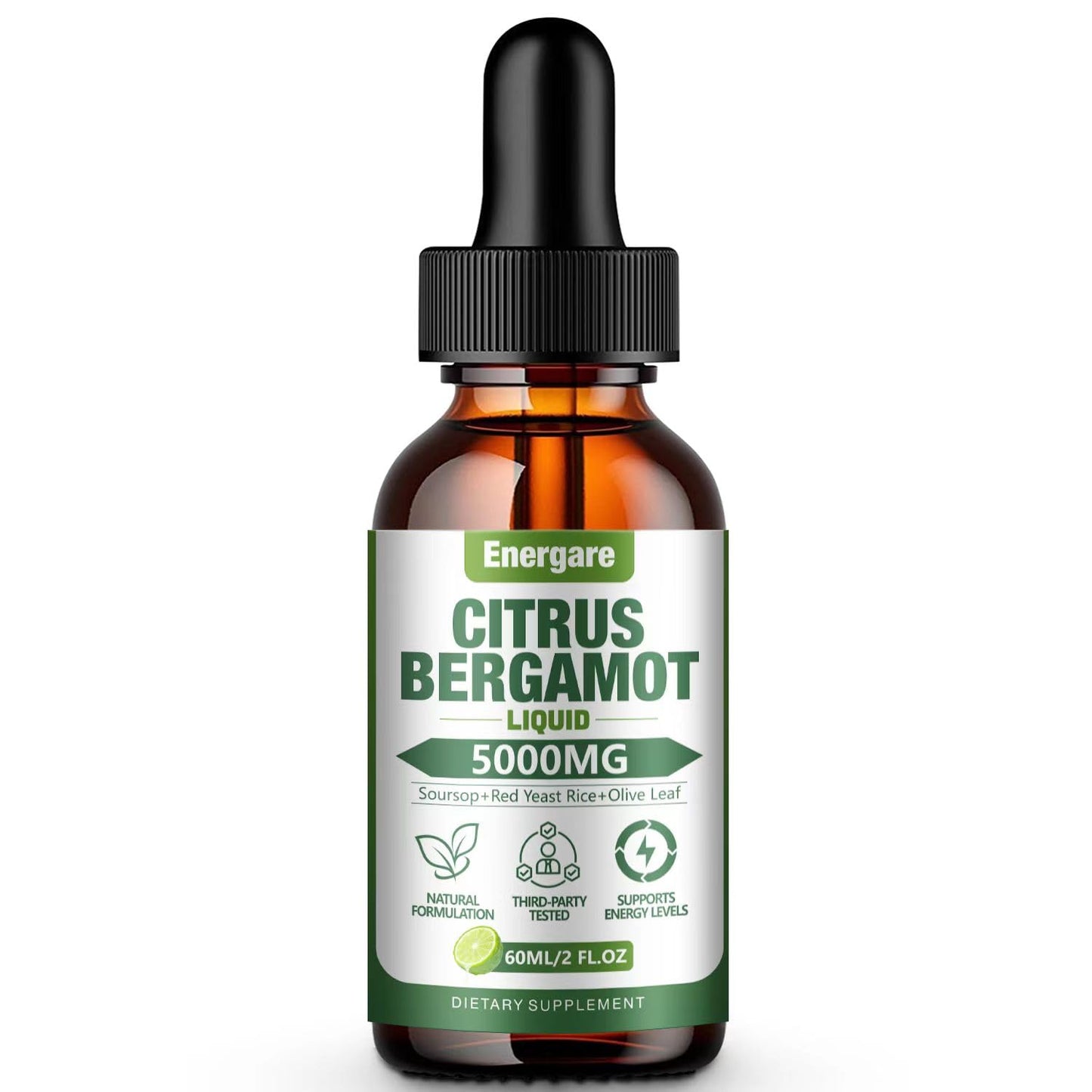 1 Pack 5000MG Citrus Bergamot Liquid Drops – High Cholesterol Support (2 oz) with Soursop & Olive Leaf