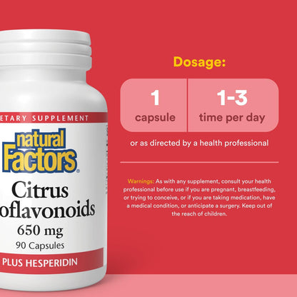 Natural Factors Citrus Bioflavonoids 650mg - Support for the Body's Use of Vitamin C - 90 Capsules