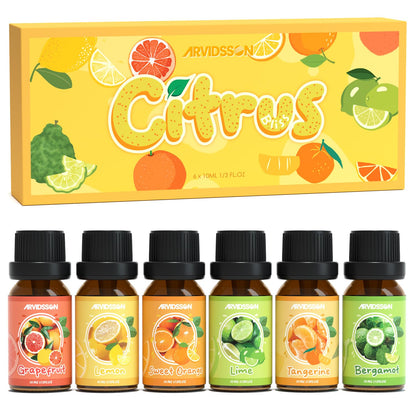 Citrus Essential Oils Set for Diffuser | ARVIDSSON Grapefruit, Bergamot, Orange, Lemon, Lime, Tangerine