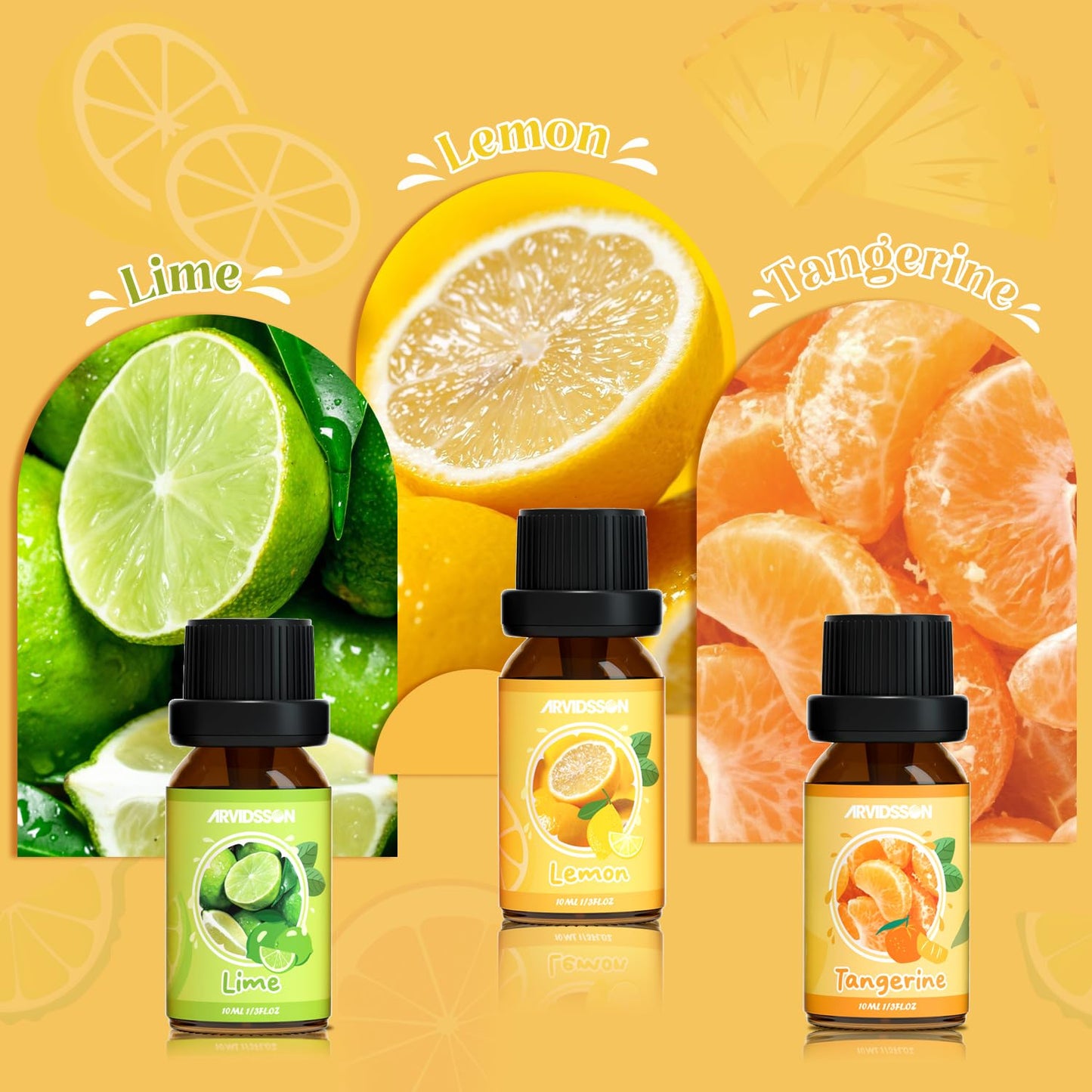 Citrus Essential Oils Set for Diffuser | ARVIDSSON Grapefruit, Bergamot, Orange, Lemon, Lime, Tangerine