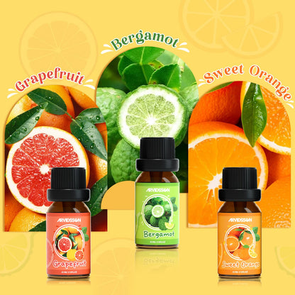 Citrus Essential Oils Set for Diffuser | ARVIDSSON Grapefruit, Bergamot, Orange, Lemon, Lime, Tangerine