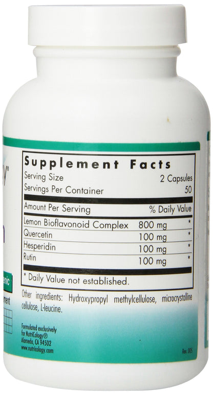 Nutricology Quercetin Bioflavonoids - Lemon Bioflavonoid Complex with Rutin, Citrus Extract & Hesperidin | 100 Count