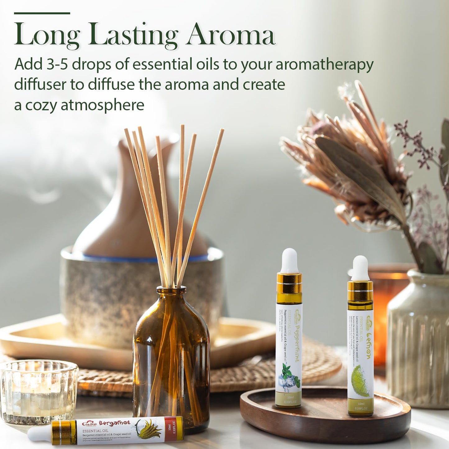 Comdian 5-Piece Citrus Essential Oils Set – Lemon, Bergamot, Orange, Peppermint, Yuzu