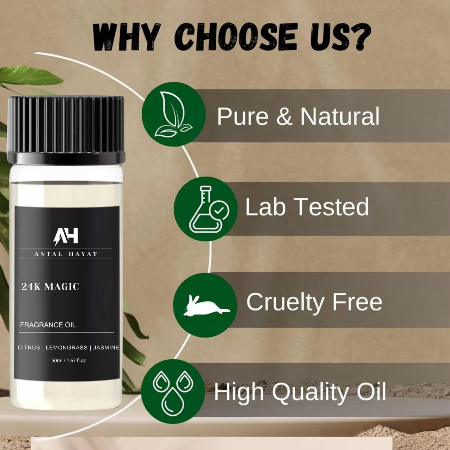 24K Magic Diffuser Oil 50ml – Citrus, Lemongrass & Jasmine | Antal Hayat