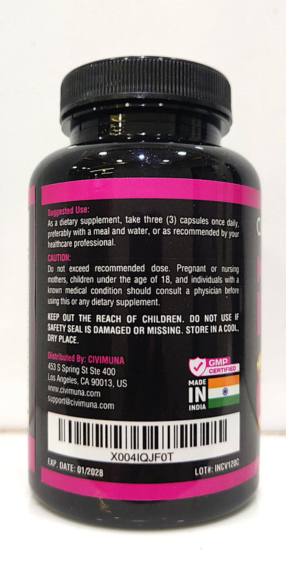CIVIMUNA Inositol Supplement – Myo-Inositol & D-Chiro-Inositol with Ashwagandha, Cinnamon, Berberine – 120 Capsules