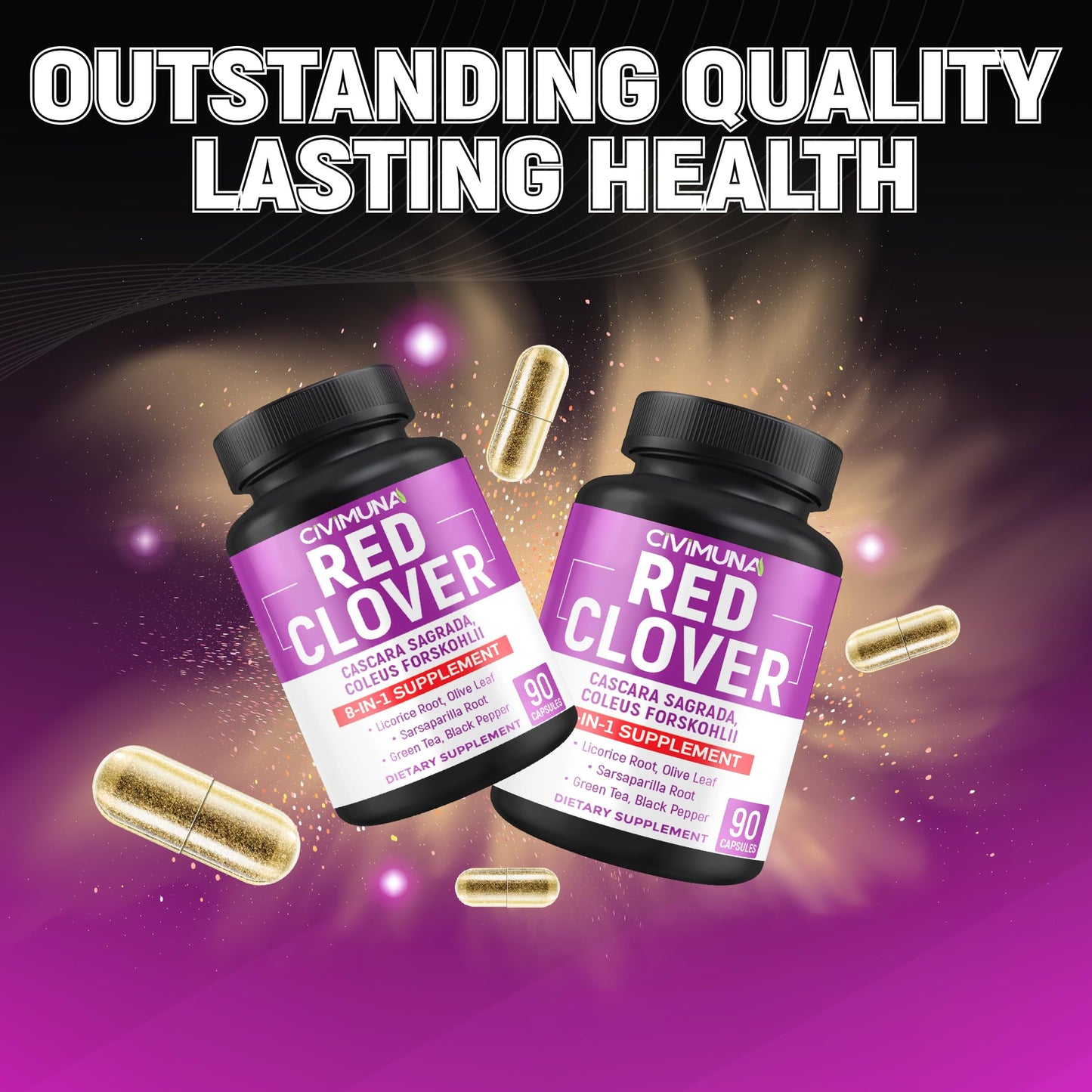 CIVIMUNA Red Clover Capsules – 90 Caps for 3 Months Supply | Red Clover, Cascara Sagrada, Coleus Forskohlii