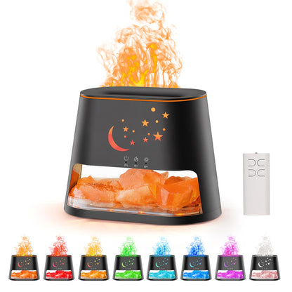 cjc 2-in-1 Ultrasonic Diffuser & Himalayan Salt Lamp — 260ml, 8-Color Flame, Auto-Off