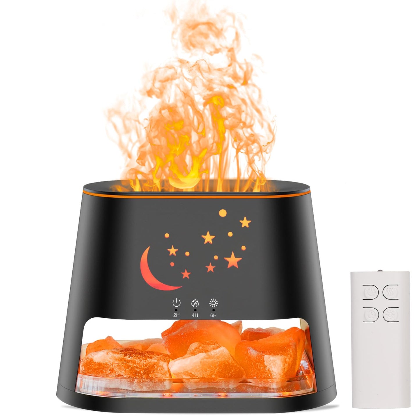cjc 2-in-1 Ultrasonic Diffuser & Himalayan Salt Lamp — 260ml, 8-Color Flame, Auto-Off