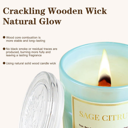 CJVIUS 2 Pack Candles – Sage Citrus Wood Wick, 22.6 oz, 150 Hours