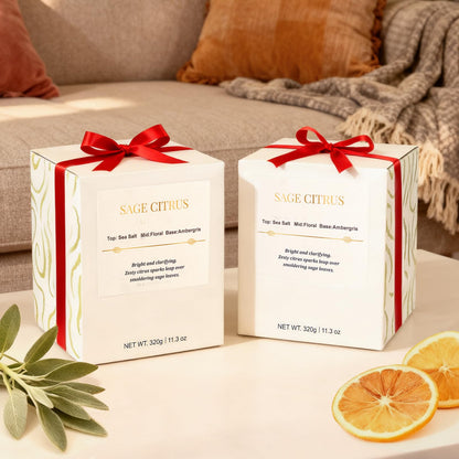 CJVIUS 2 Pack Candles – Sage Citrus Wood Wick, 22.6 oz, 150 Hours