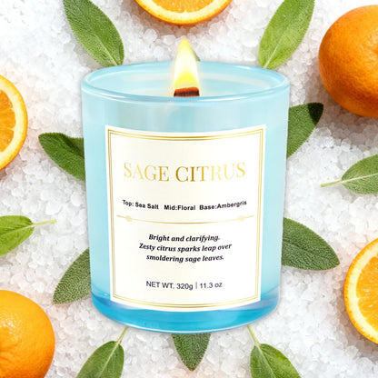 CJVIUS 2 Pack Candles – Sage Citrus Wood Wick, 22.6 oz, 150 Hours