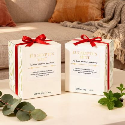 CJVIUS 2 Pack Candles – Wood Wick Eucalyptus Mint, 22.6 oz, 150 Hour Burn Time
