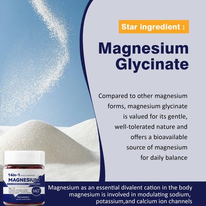 CKPCKP 14-in-1 Magnesium Gummies with Ashwagandha, L-Theanine, Vitamin D3 & Zinc – Magnesium Glycinate for Women – 60 Gummies
