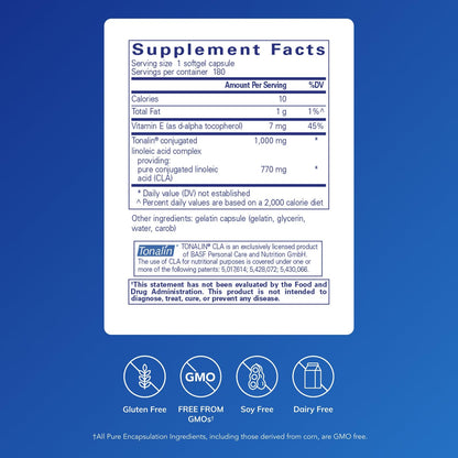 Pure Encapsulations CLA (Conjugated Linoleic Acid) 1,000 mg | Supports Healthy Body Composition with Exercise | 180 Softgel Capsules