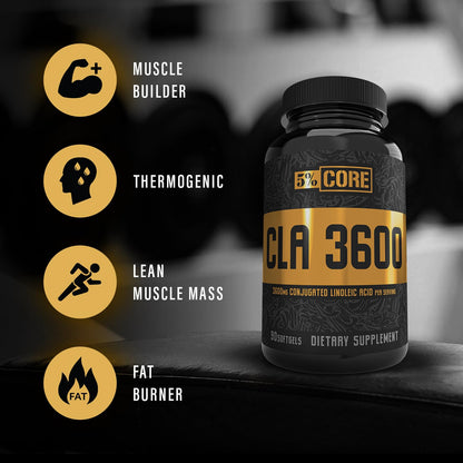 5% Nutrition Core CLA – 3,600 mg CLA from Safflower Oil for Weight Loss, Metabolism & Muscle Preservation