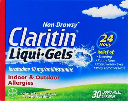Claritin Liqui-Gels 24 Hour Allergy Relief | Non-Drowsy Loratadine Capsules, 30 Count