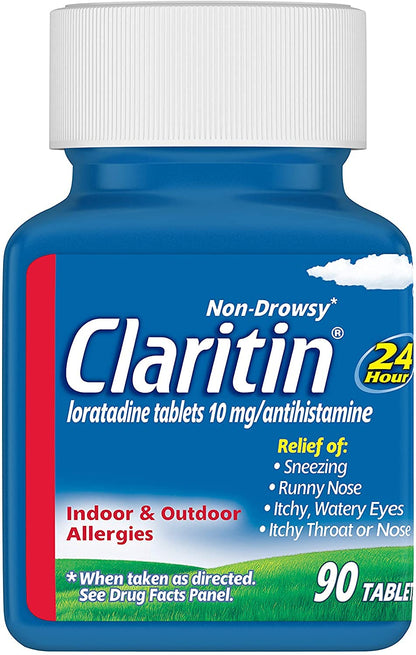 Claritin Indoor & Outdoor Allergy Relief, 90 Tablets – 24-Hour Symptom Relief