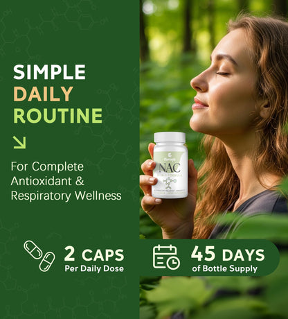 Clarusph NAC 1200mg – N-Acetyl Cysteine for Respiratory Support | Vegan, Gluten Free, 90 Caps