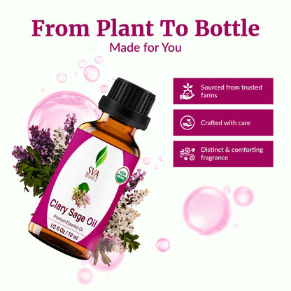 SVA Clary Sage Organic Essential Oil 10ml | 100% Natural