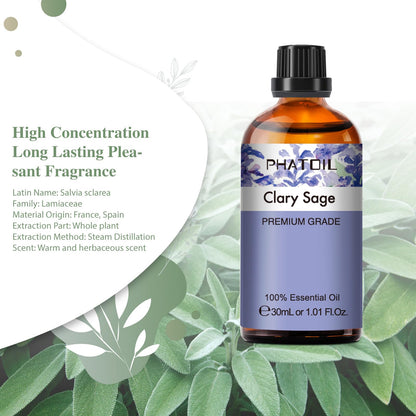 Clary Sage Essential Oil 30ml | PHATOIL Pure Essential Oil for Diffusers, Candles & Soaps