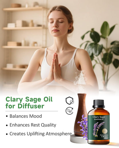 Clary Sage Essential Oil Pure | Mumianhua Natural Clary Sage Oil, 3.38 Fl Oz
