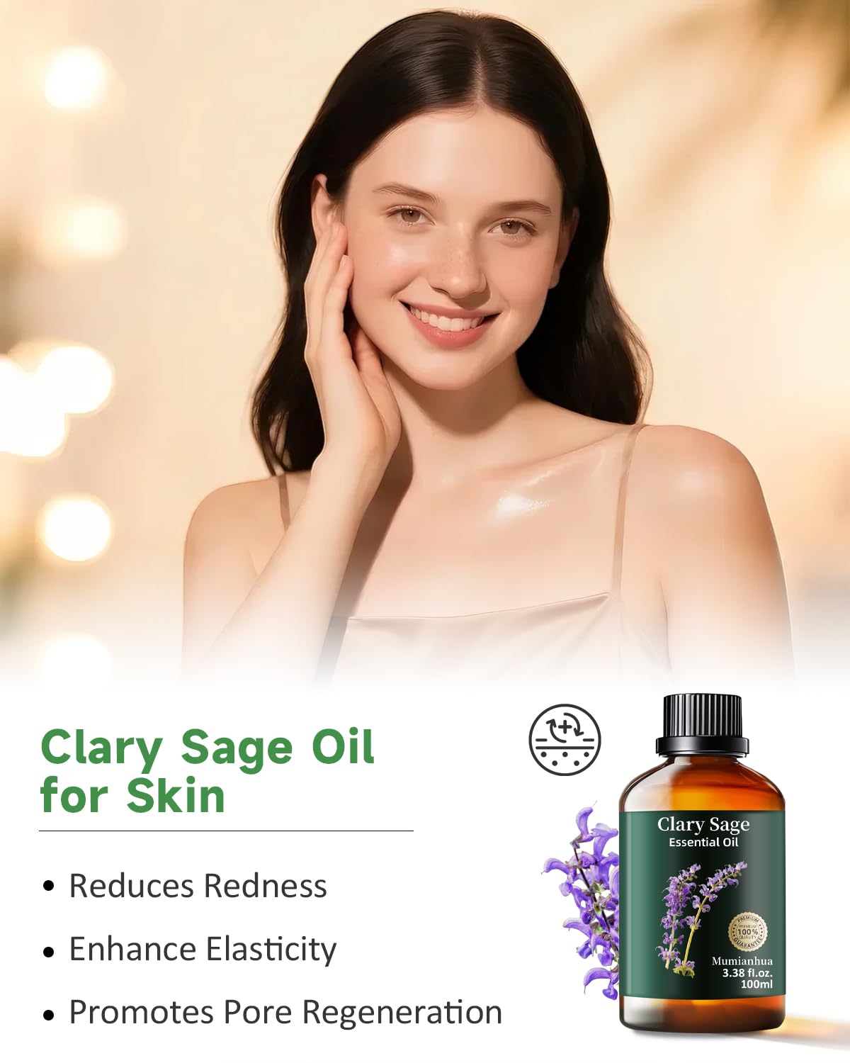 Clary Sage Essential Oil Pure | Mumianhua Natural Clary Sage Oil, 3.38 Fl Oz