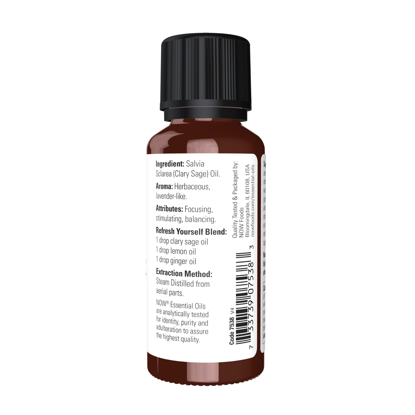 NOW Clary Sage Essential Oil - Steam Distilled, 1 oz | Vegan, Child-Resistant Cap