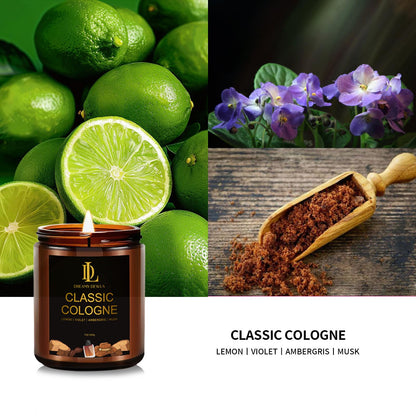 Classic Cologne Candle – Aromatherapy Soy, 7oz, 50 Hour Burn Time