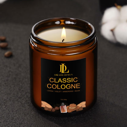 Classic Cologne Candle – Aromatherapy Soy, 7oz, 50 Hour Burn Time