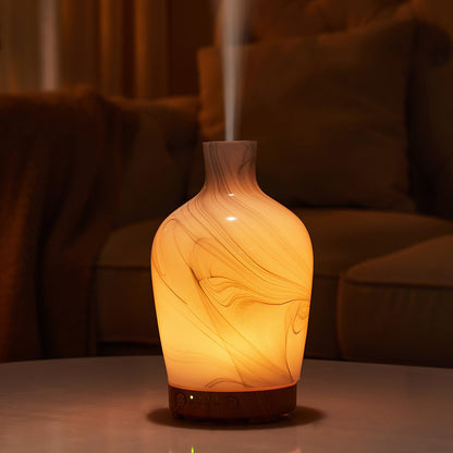Classical Vase Glass Aromatherapy Diffuser 160ml – Ultrasonic Humidifier with LED Night Light